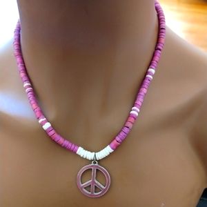 SALE:5 for $25: Bohemian Beaded Necklace with Peace Pendant